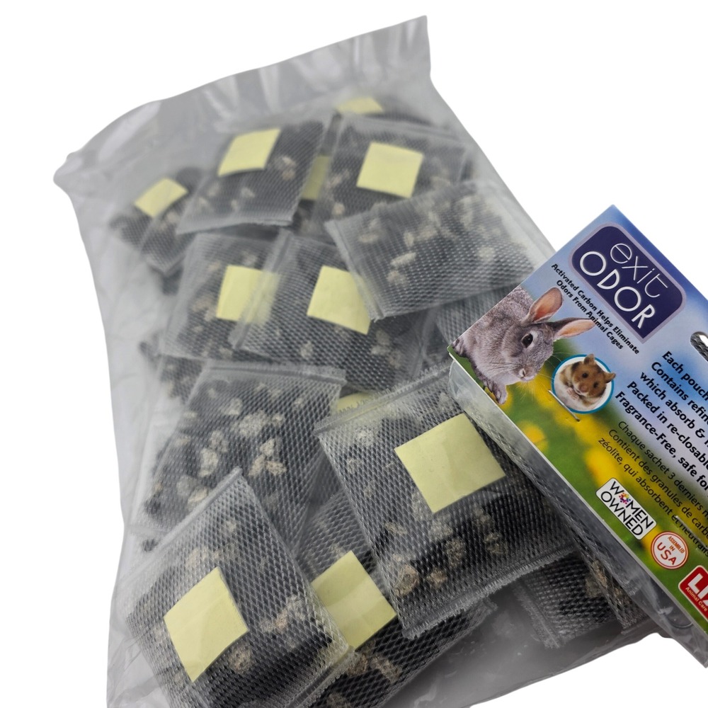 Lixit Exit Odor Activated Carbon‎ Zeolite Pouches Small Animal 30ct Gray NEW